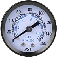 Los mejores  - Mini medidor de presión hidráulico de doble escala- neumático y hidráulico para combustible de aire de agua 0 – 160 psi…